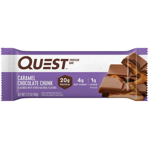 Quest Caramel Chocolate Chunk Bar 60g – Keto Friendly Shop