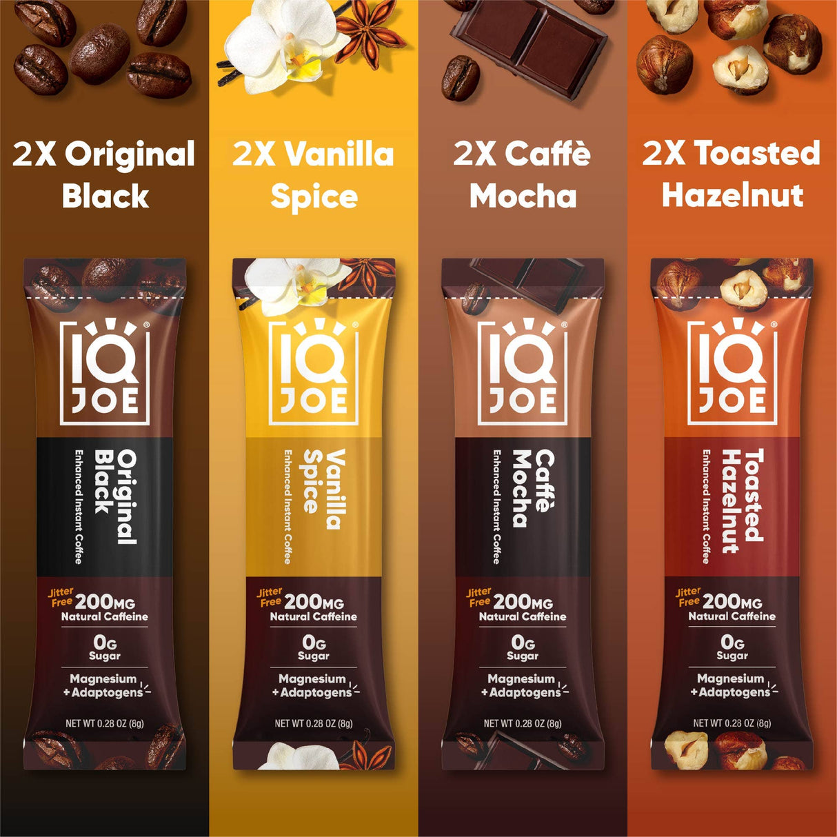 IQJOE Instant Mushroom Coffee | 8 Stick Variety Pack