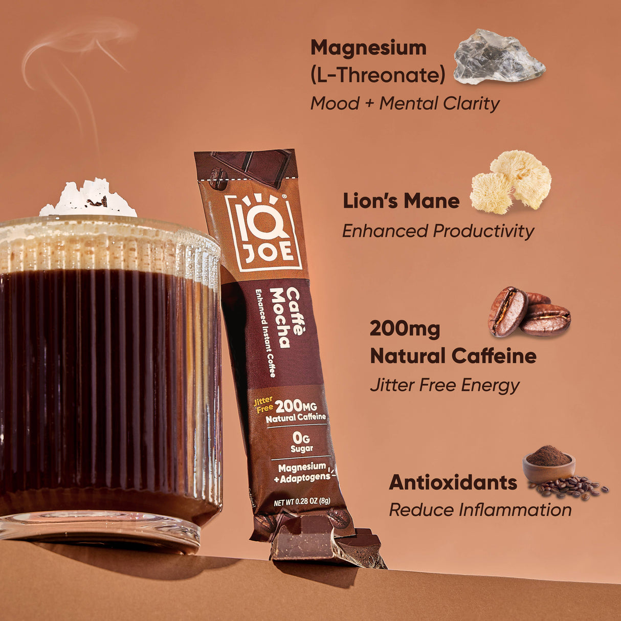 IQJOE Instant Mushroom Coffee | 8 Stick Variety Pack