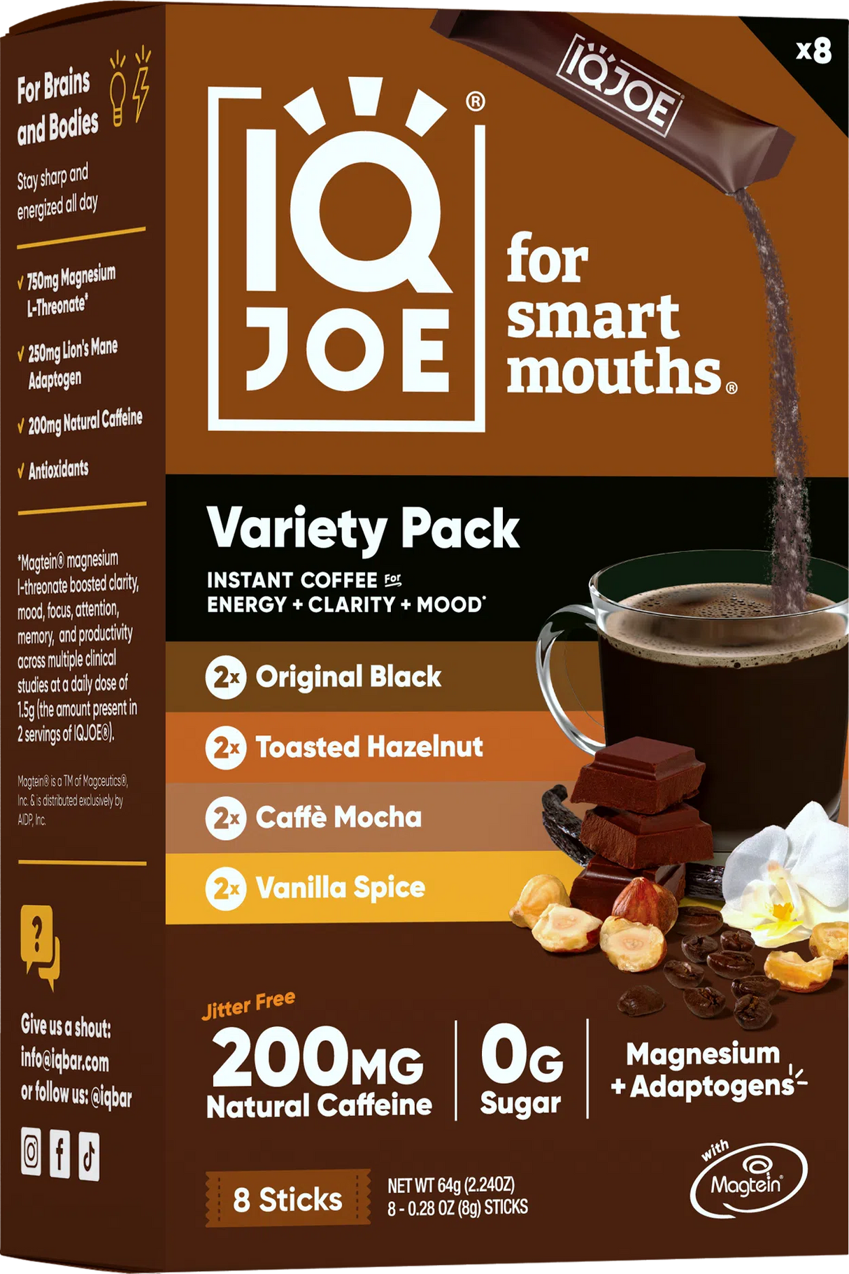 IQJOE Instant Mushroom Coffee | 8 Stick Variety Pack