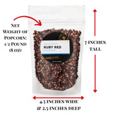 Ruby Red Popcorn Kernels - Hulless Popcorn: 8 Oz. Bag