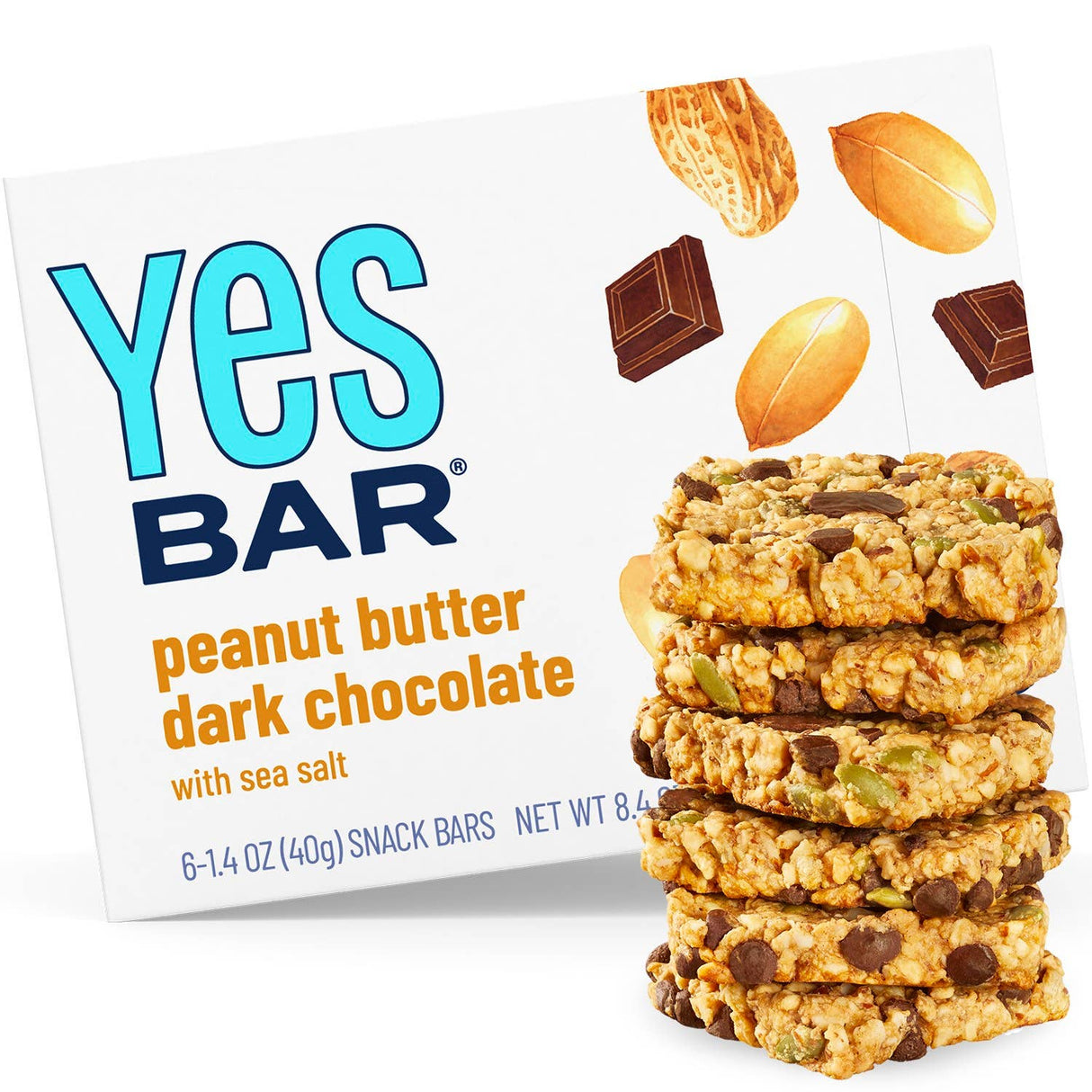 YES Bar® Peanut Butter Dark Chocolate - Gourmet Plant-Based Snack Bar - Individual Bar