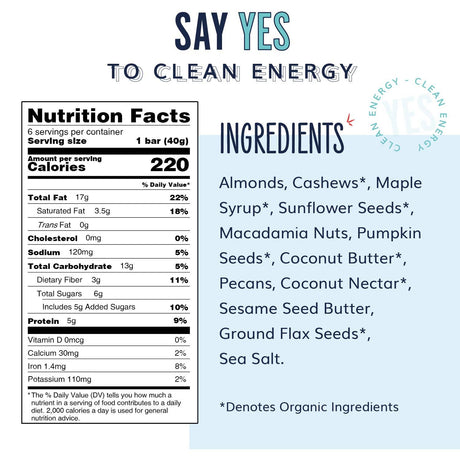 YES Bar® Salted Maple Pecan - Gourmet Plant-Based Snack Bar - Individual Bar